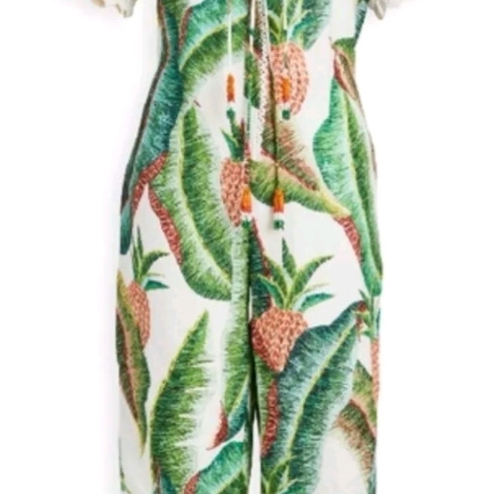 Tropical Leaf Print Jumpsuit - Picture 3 of 9